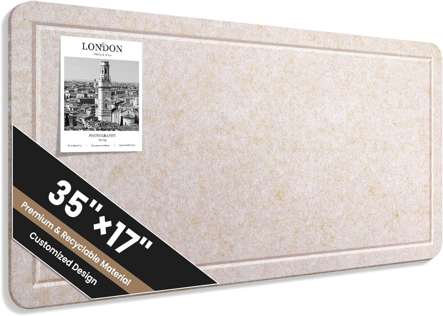 Large Bulletin Board, 35 X 17 Inches Felt Cork Board with 40 Pushpins, Foldable Felt Notice Pin Board Photo Display Board with Self-Adhesive Tape for Office Home School