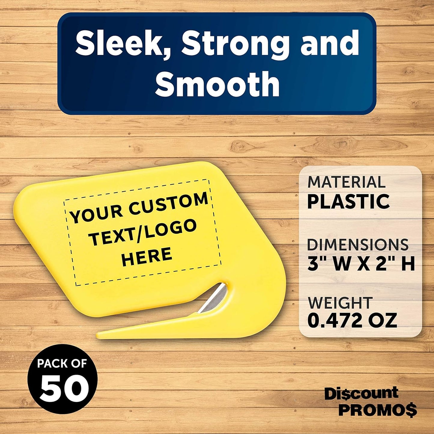 Custom Translucent Plastic Letter Openers Set of 50, Personalized Bulk Pack - Perfect for Home or Office - Yellow