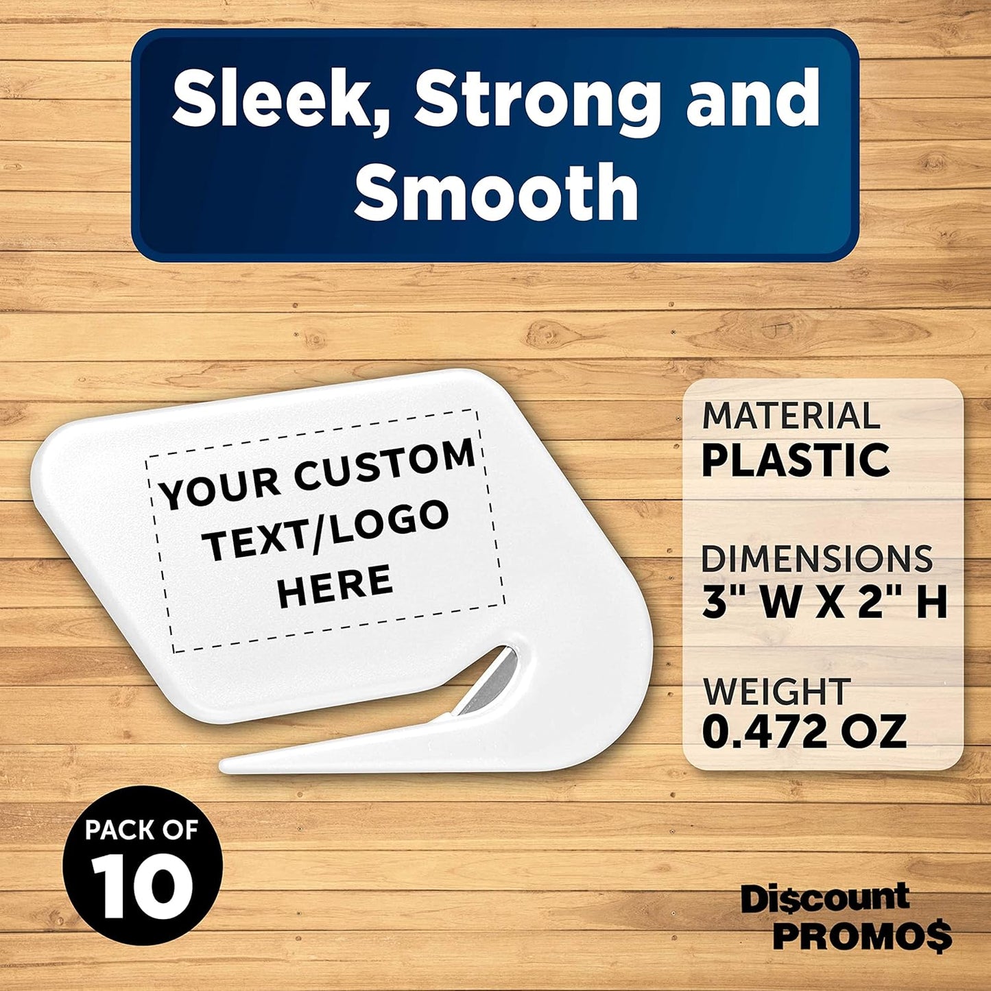 Custom Translucent Plastic Letter Openers Set of 10, Personalized Bulk Pack - Perfect for Home or Office - White