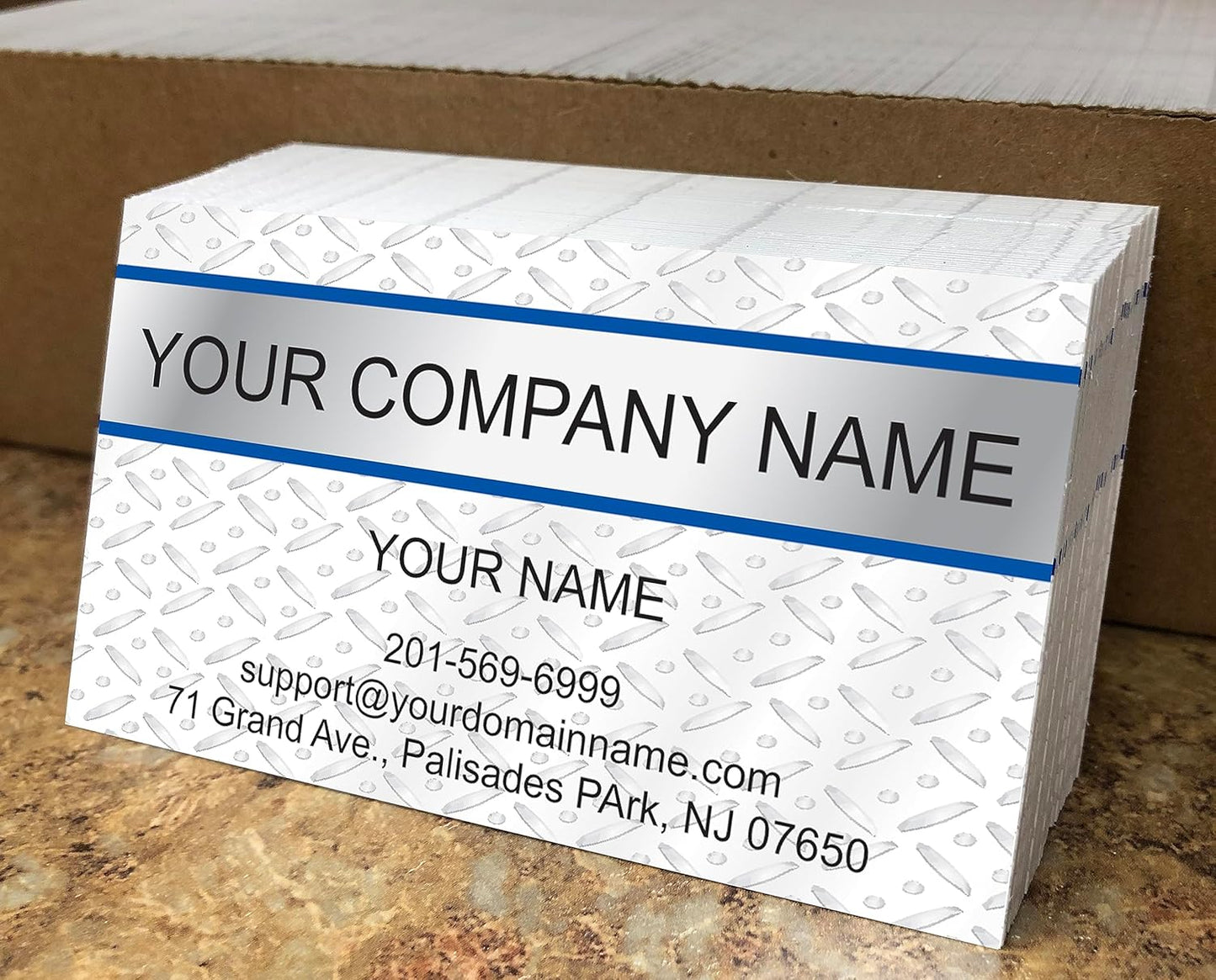 IMPACTONLINEPRINTING, Business Cards 100pcs - Thick Smooth16Pt Paper(350gsm), Metal-Grey