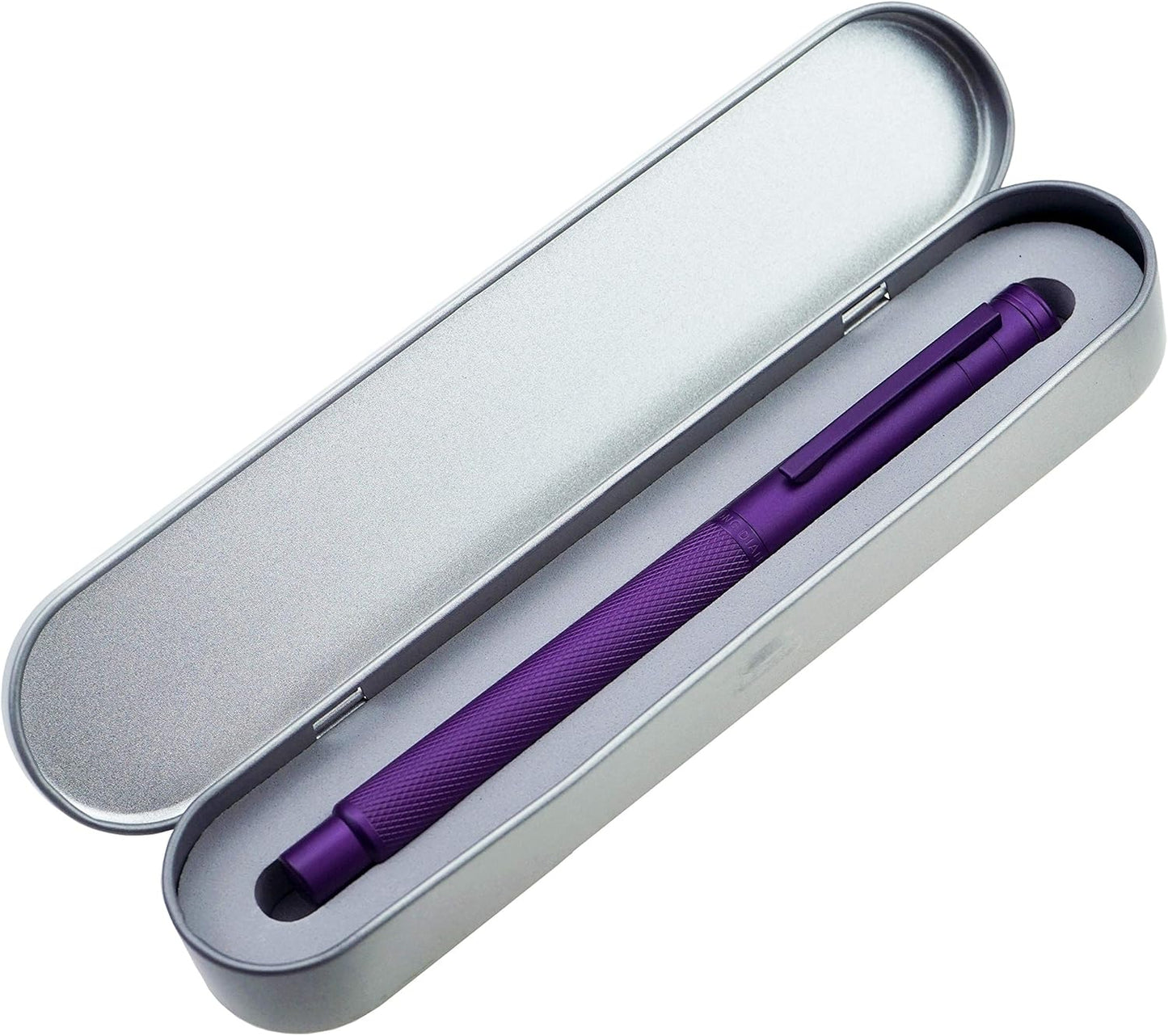 Asvine Purple Forest Fountain Pen Extra Fine Nib Classic Design with Converter and Metal Pen Case Set
