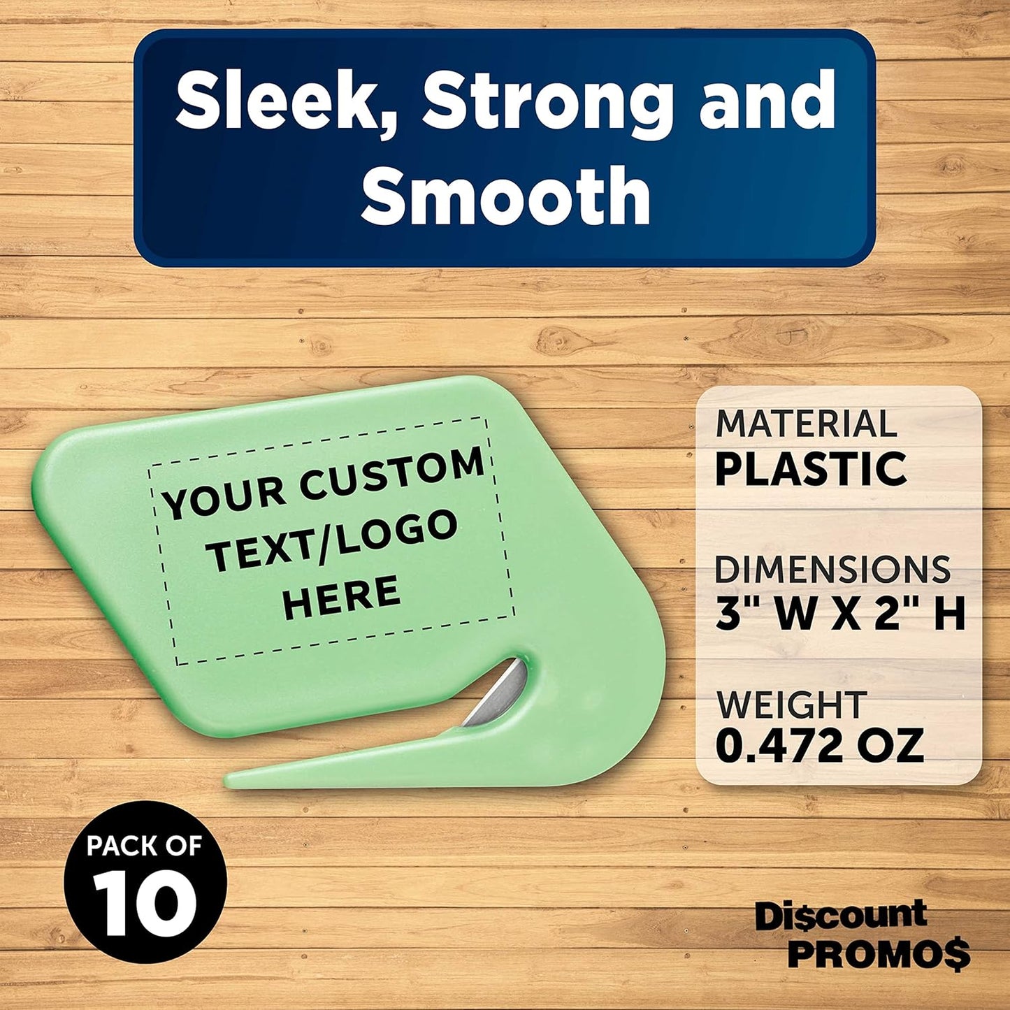 Custom Translucent Plastic Letter Openers Set of 10, Personalized Bulk Pack - Perfect for Home or Office - Green