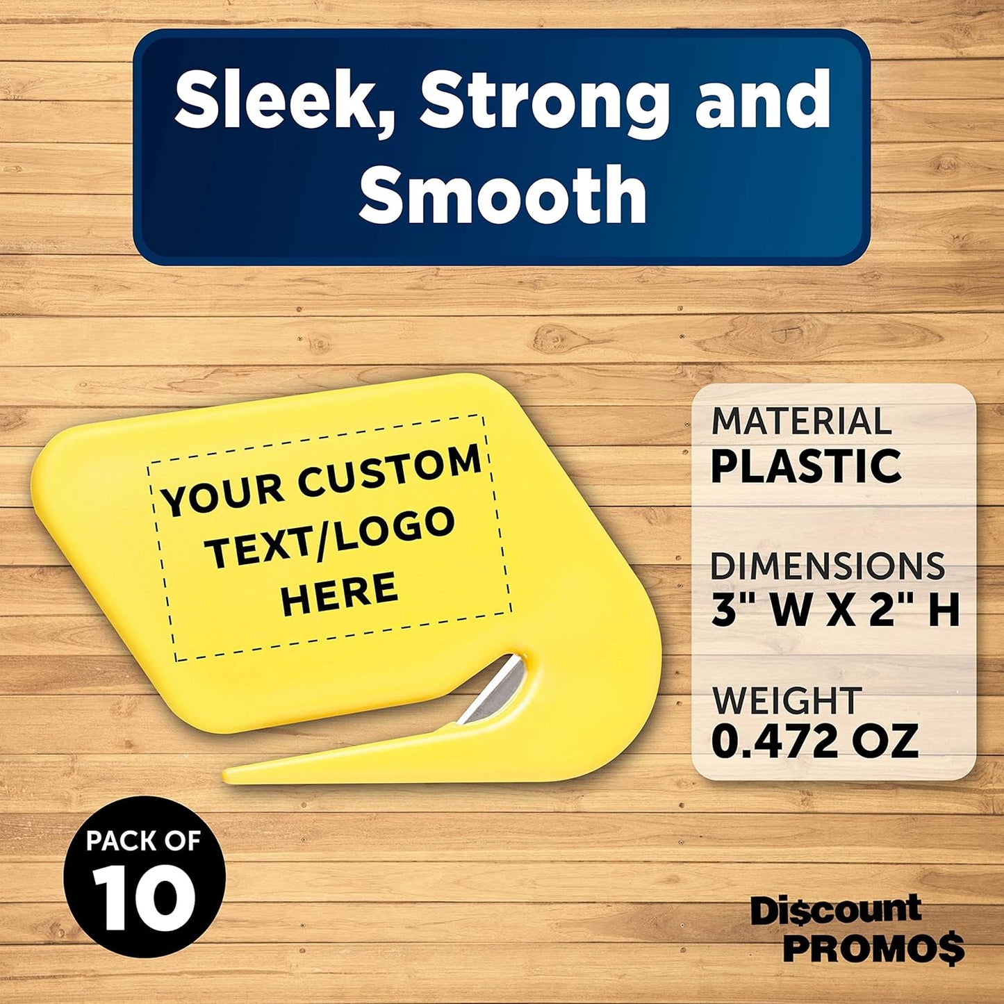 Custom Translucent Plastic Letter Openers Set of 10, Personalized Bulk Pack - Perfect for Home or Office - Yellow