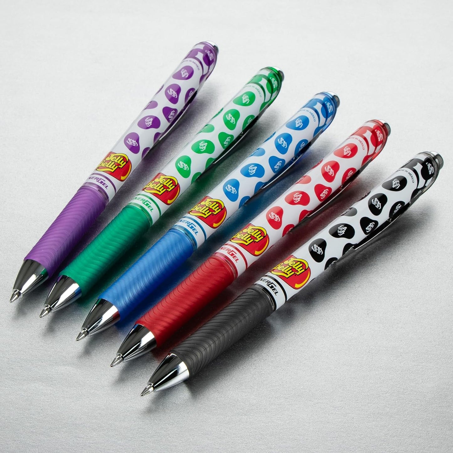 Pentel EnerGel RTX Retractable Liquid Gel Pen, Jelly Belly Limited Edition, 0.7mm tip, Assorted colors, Pack of 5 pens, (BL77PF5M-JB)